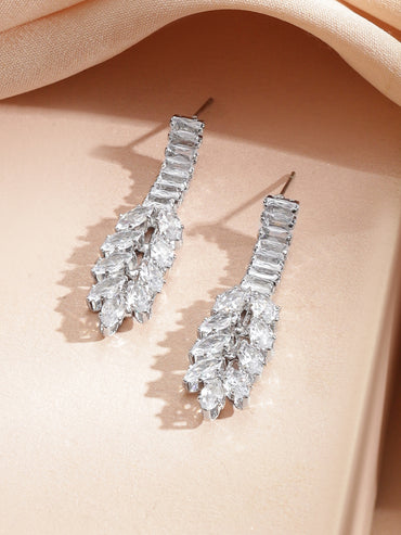 Rubans Voguish Rhodium-Plated Brass Crystal AD Studded Fan Design Necklace Set