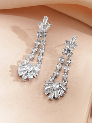 Rubans Voguish Rhodium-Plated Brass Crystal AD Studded Fan Design Necklace Set