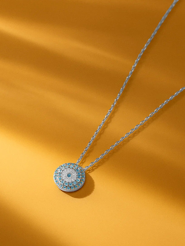 Blue Crystal Studded Pendant Necklace