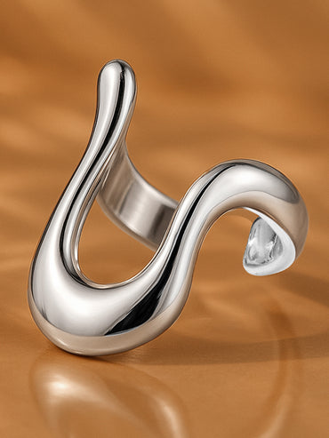 Sculptural Silver Toned Statement Ring