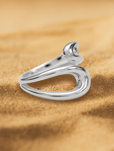 Rubans Voguish Rhodium Plated Stainless Steel Tarnish-Free Waterproof Fluid Wave Ring