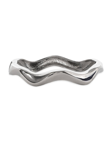 Rubans Rhodium-Plated Wavy Bangle-Style Bracelet for Modern & Elegant Statement Jewelry