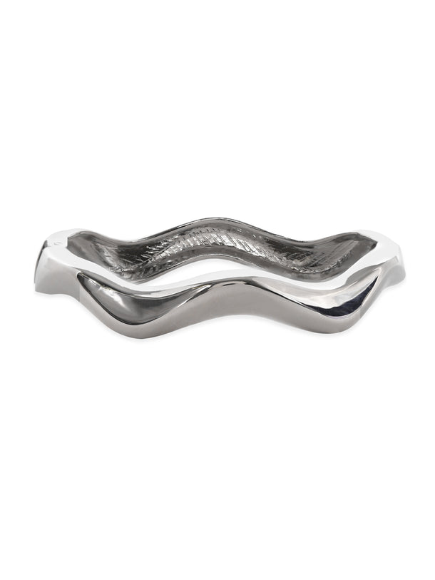 Rubans Rhodium-Plated Wavy Bangle-Style Bracelet for Modern & Elegant Statement Jewelry
