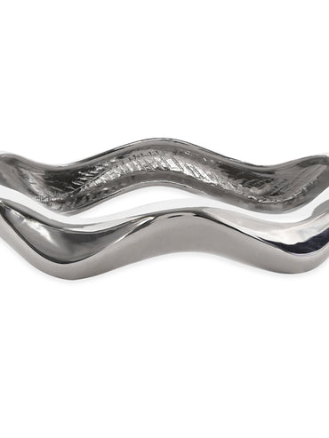 Rubans Rhodium-Plated Wavy Bangle-Style Bracelet for Modern & Elegant Statement Jewelry
