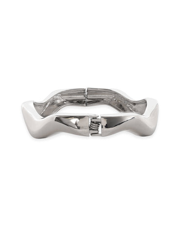 Rubans Rhodium-Plated Wavy Bangle-Style Bracelet for Modern & Elegant Statement Jewelry