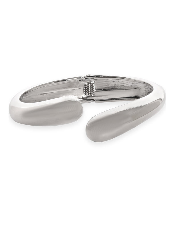 Rubans Rhodium-Plated Silver-Toned Bangle-Style Bracelet