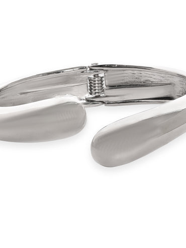 Rubans Rhodium-Plated Silver-Toned Bangle-Style Bracelet