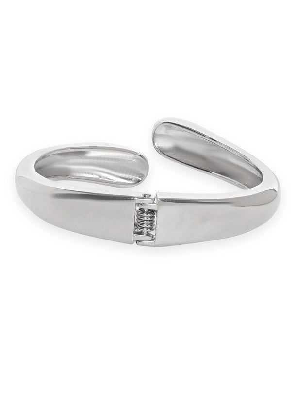 Rubans Rhodium-Plated Silver-Toned Bangle-Style Bracelet
