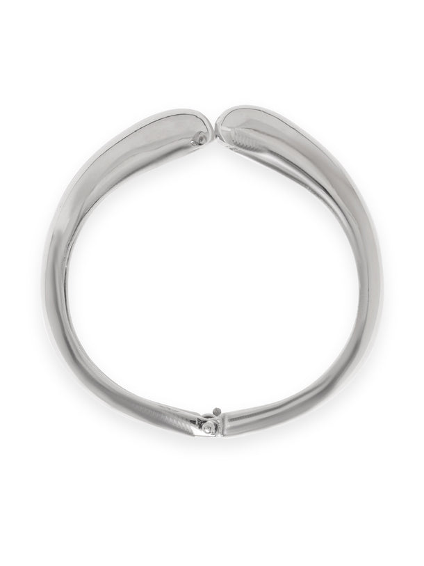 Rubans Rhodium-Plated Silver-Toned Bangle-Style Bracelet