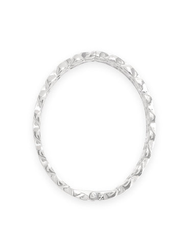 Rubans Rhodium-Plated Silver-Toned Chain-Link Bangle-Style Bracelet Elegant Jewelry