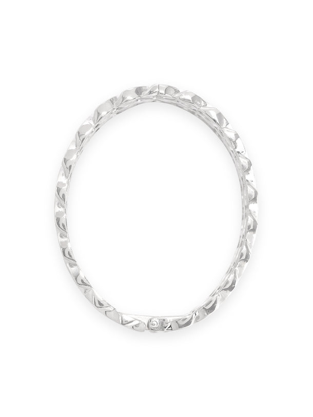 Rubans Rhodium-Plated Silver-Toned Chain-Link Bangle-Style Bracelet Elegant Jewelry