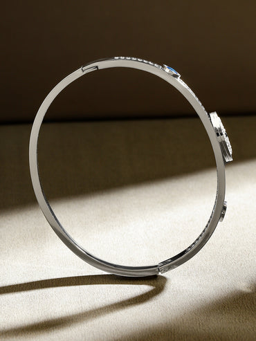 Rubans Rhodium Plated Stainless Steel Tarnish-Free Waterproof Zirconia Evil Eye Bracelet