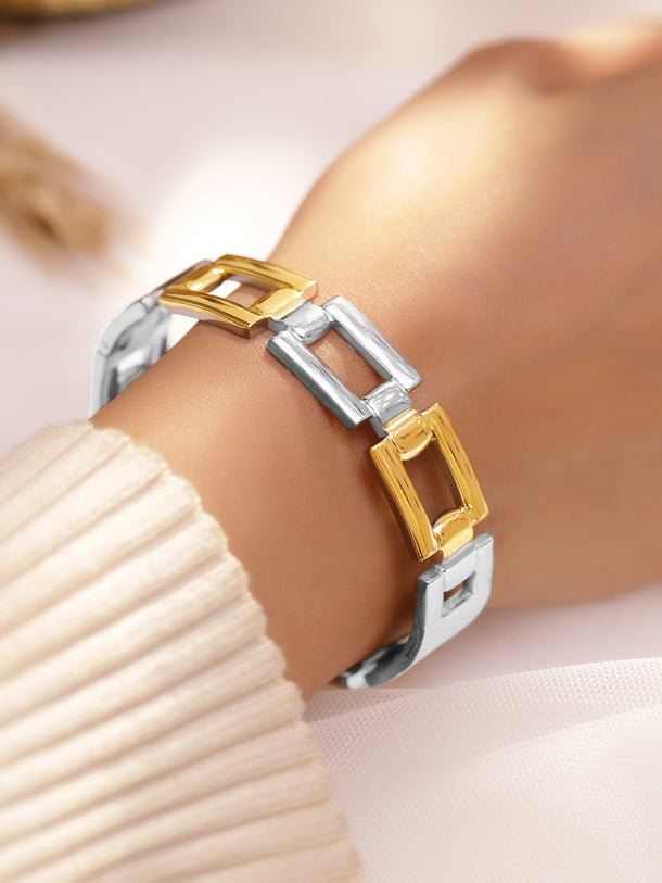 Silver & Gold Chunky Geometric Link Bracelet