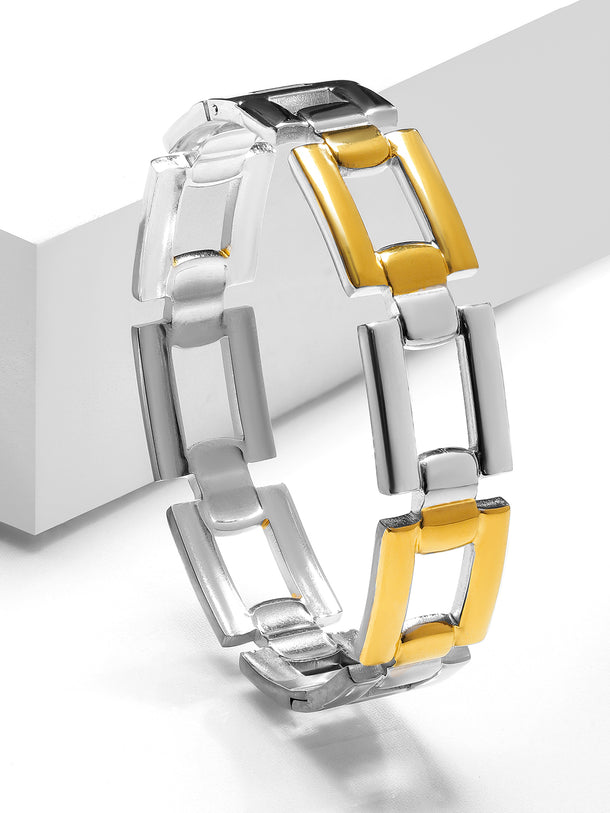 Silver & Gold Chunky Geometric Link Bracelet