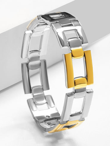 Silver & Gold Chunky Geometric Link Bracelet