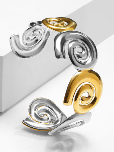 Gold & Silver Abstract Spiral Bracelet