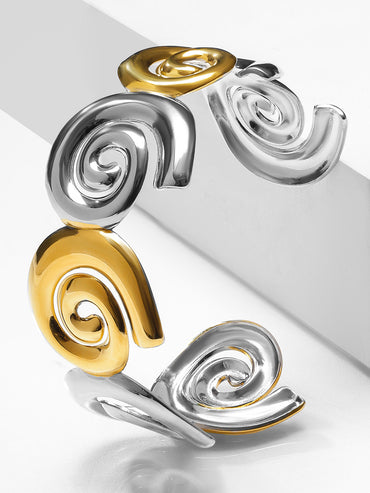 Gold & Silver Abstract Spiral Bracelet