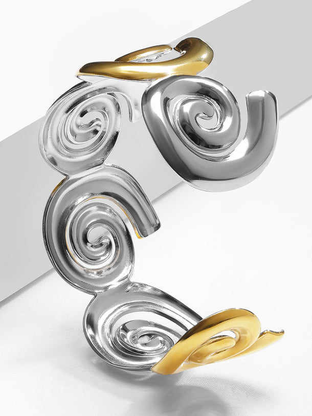 Gold & Silver Abstract Spiral Bracelet