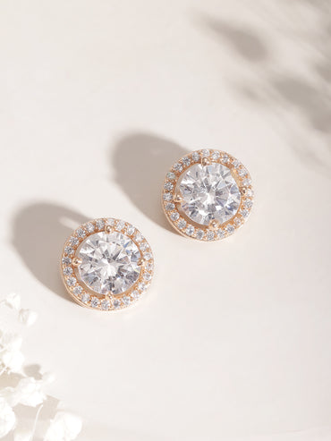 Gold Floral Necklace Set In American Diamond Zirconia