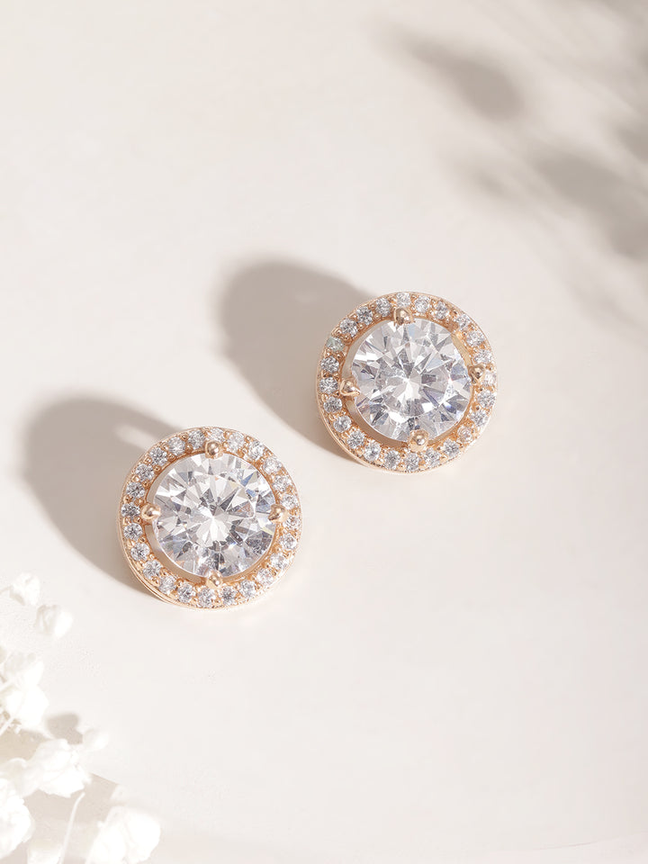 Gold Floral Necklace Set In American Diamond Zirconia