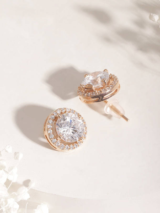 Gold Floral Necklace Set In American Diamond Zirconia