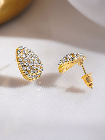 Rubans Voguish 18K Gold-Plated Teardrop Crystal Stone Minimal Stud Earrings