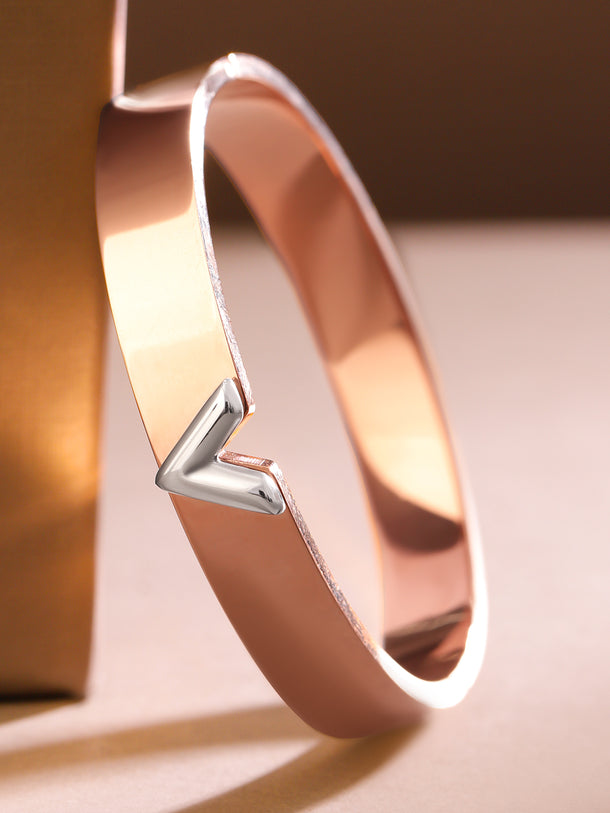 Rubans 18K Rose Gold-Plated Stainless Steel Tarnish-Free Waterproof Demi-Fine Kada Bracelet