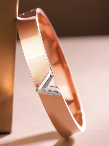 Rubans 18K Rose Gold-Plated Stainless Steel Tarnish-Free Waterproof Demi-Fine Kada Bracelet
