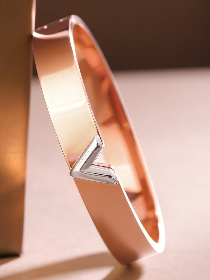 Rubans 18K Rose Gold-Plated Stainless Steel Tarnish-Free Waterproof Demi-Fine Kada Bracelet