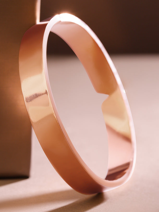 Rubans 18K Rose Gold-Plated Stainless Steel Tarnish-Free Waterproof Demi-Fine Kada Bracelet