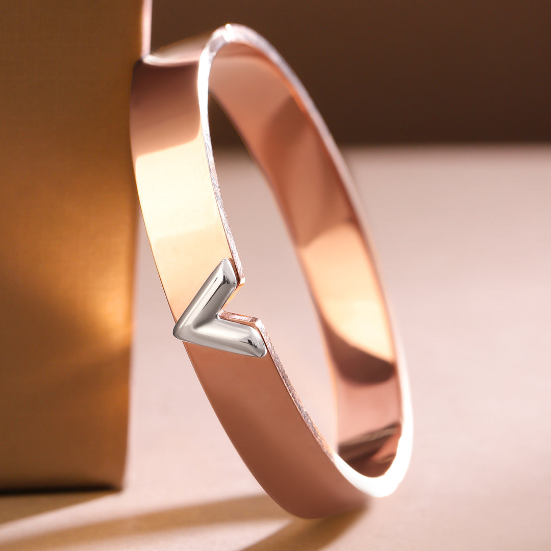 Rubans 18K Rose Gold-Plated Stainless Steel Tarnish-Free Waterproof Demi-Fine Kada Bracelet