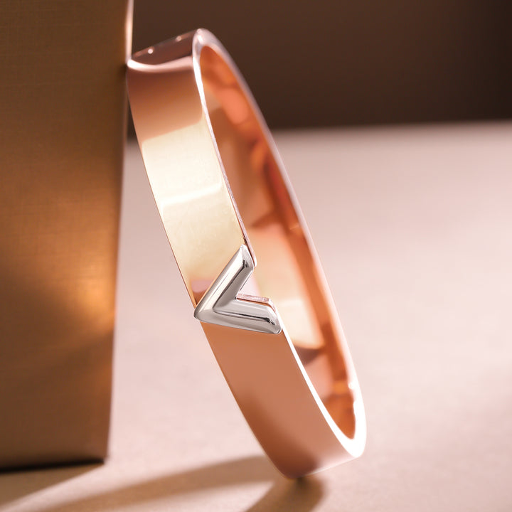 Rubans 18K Rose Gold-Plated Stainless Steel Tarnish-Free Waterproof Demi-Fine Kada Bracelet