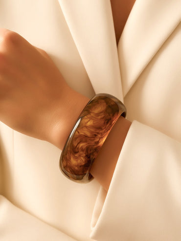 Marble Finish Brown Resin Bracelet