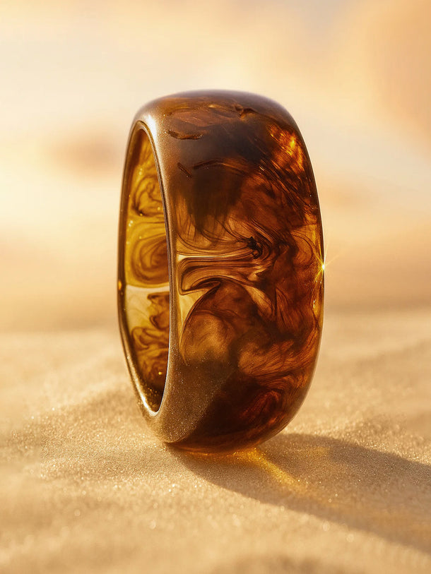Marble Finish Brown Resin Bracelet
