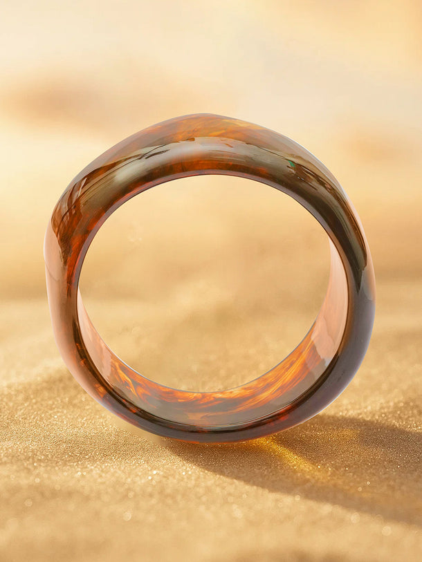 Marble Finish Brown Resin Bracelet
