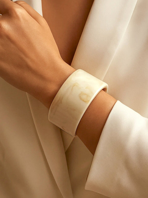 Marble Finish White Resin Bracelet