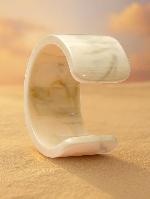 Marble Finish White Resin Bracelet