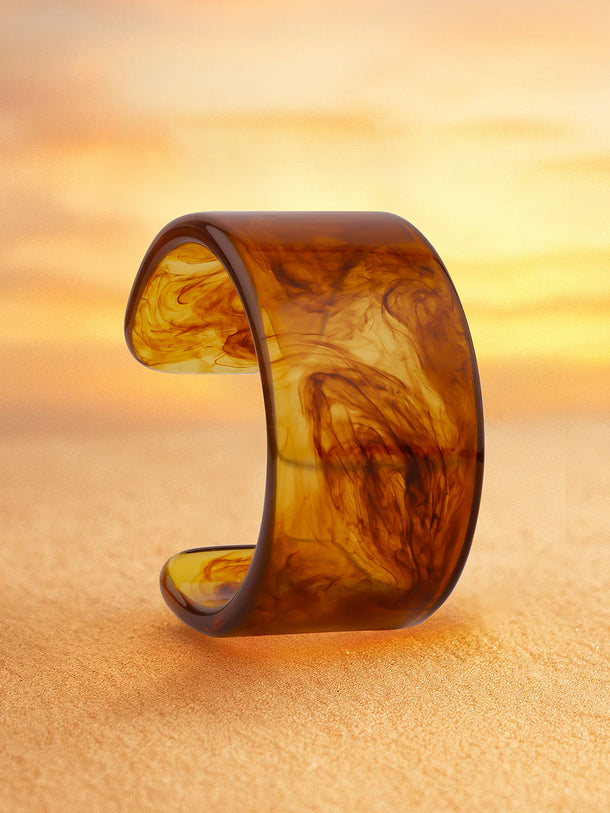 Amber Marbel Finish Resin Cuff Bracelet