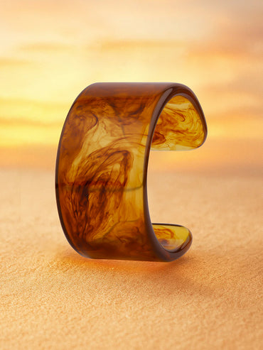 Amber Marbel Finish Resin Cuff Bracelet