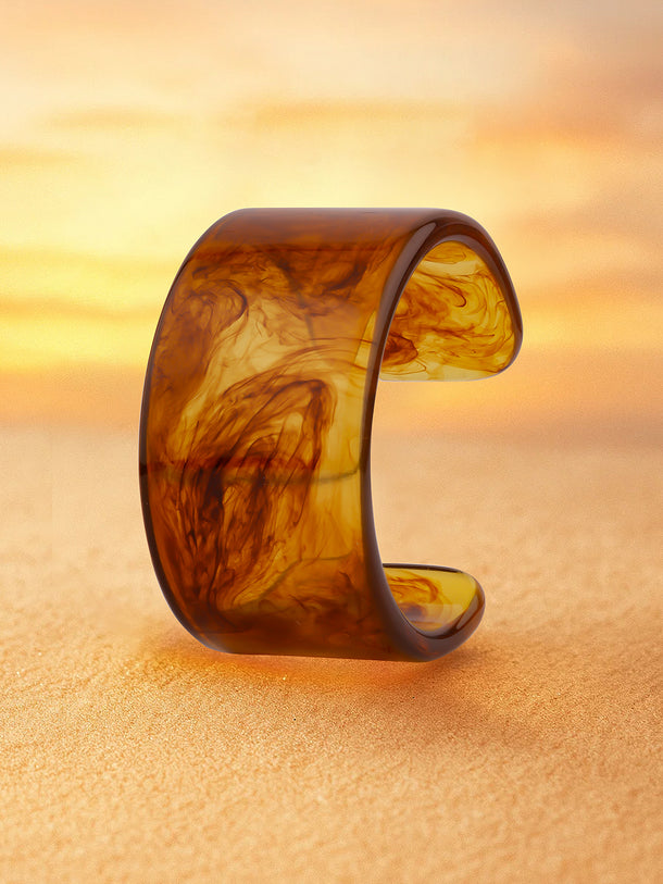 Amber Marbel Finish Resin Cuff Bracelet