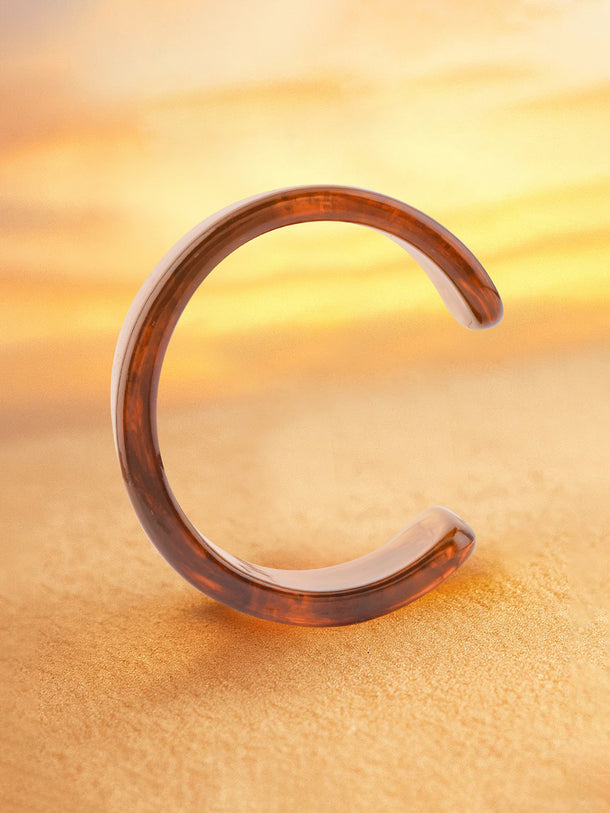 Amber Marbel Finish Resin Cuff Bracelet