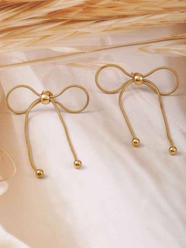 Demi Fine Golden Ribbon Drop Earrings