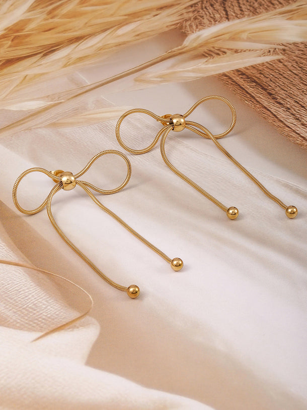 Demi Fine Golden Ribbon Drop Earrings