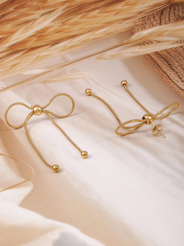 Demi Fine Golden Ribbon Drop Earrings