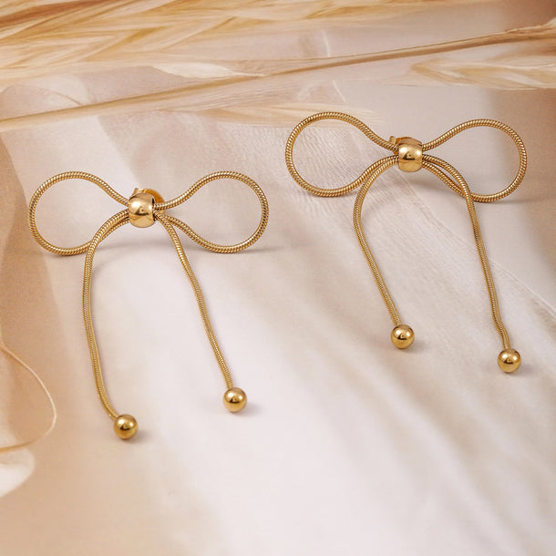 Demi Fine Golden Ribbon Drop Earrings