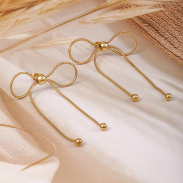 Demi Fine Golden Ribbon Drop Earrings