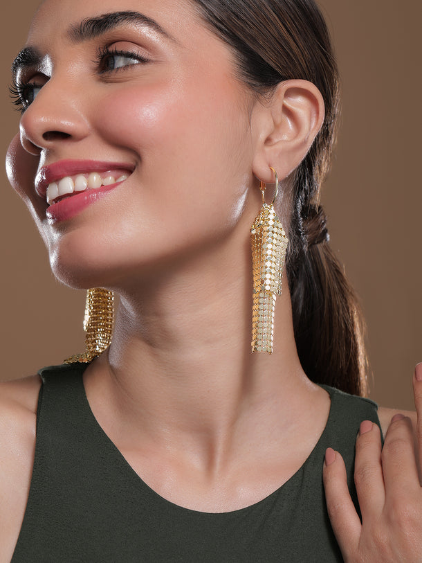 Gold Toned Mesh Dangler Earrings