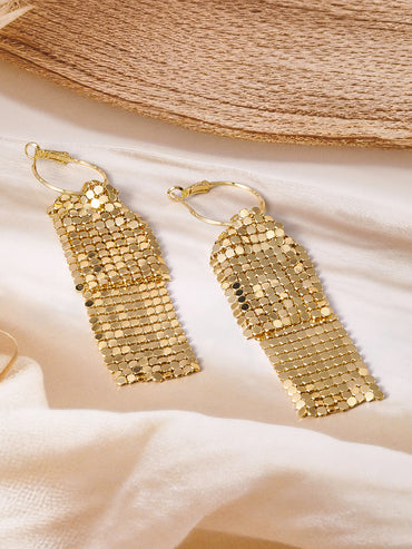 Gold Toned Mesh Dangler Earrings