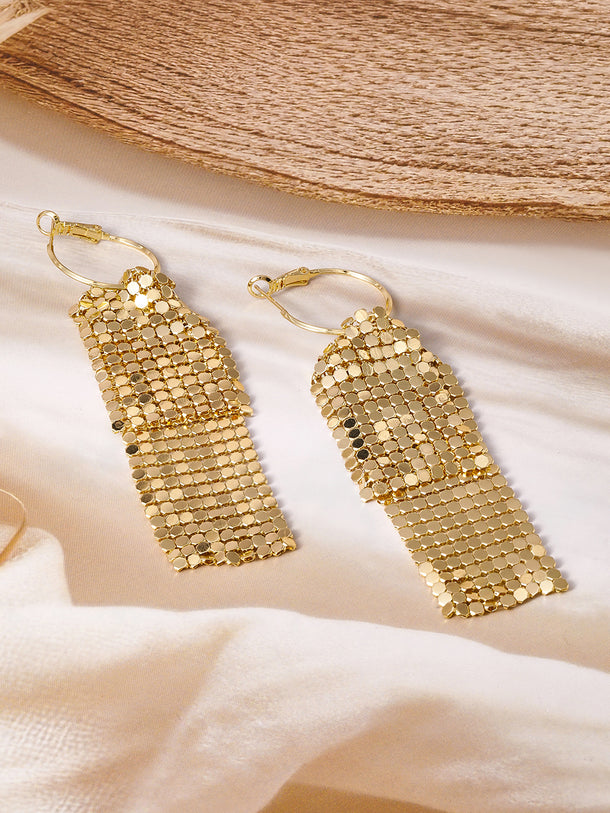 Gold Toned Mesh Dangler Earrings