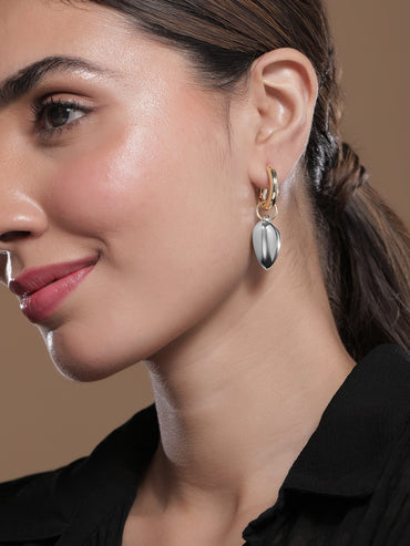 Two-Toned Hear Motif Drop Earrings